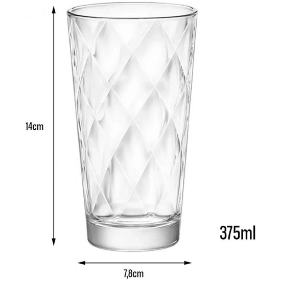 Jogo 6 Copos 375ml Long Drink Kaleido Bormiolli Rocco